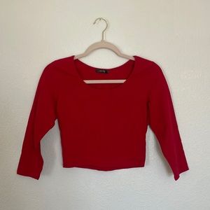 SSOULM Women's 3/4 Sleeve Scoop Neck Cotton Slim Fit Crop Top